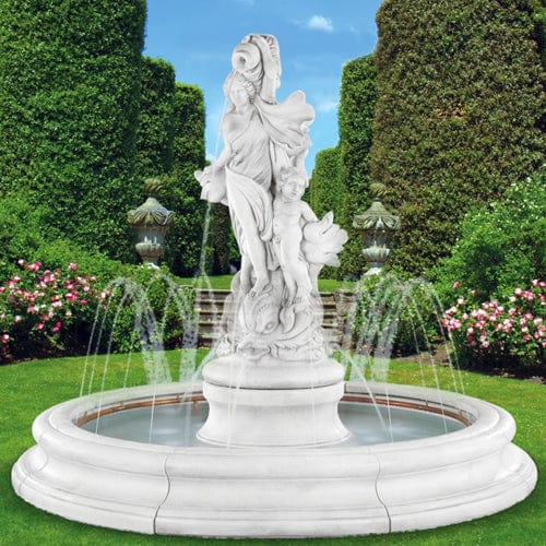 Venus With Dolphins Outdoor Fountain in Toscana Pool - Outdoor Art Pros