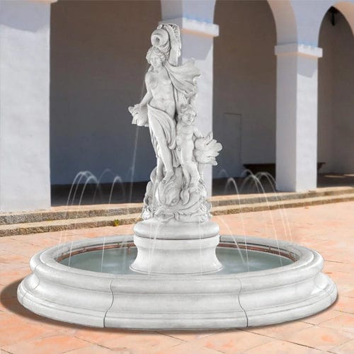 Venus With Dolphins Outdoor Fountain in Toscana Pool - Outdoor Art Pros