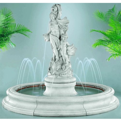 Venus With Dolphins Outdoor Fountain in Toscana Pool - Outdoor Art Pros