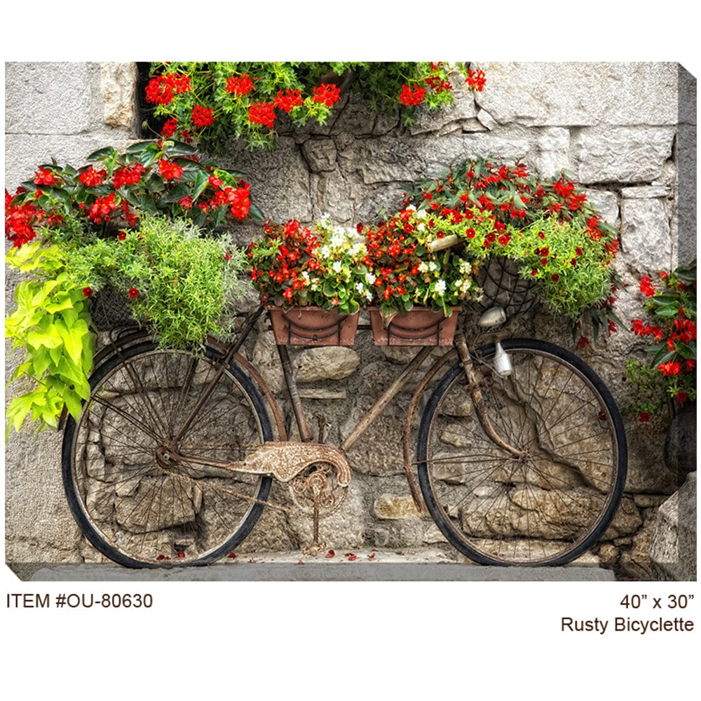 Rusty Bicyclette Outdoor Canvas Art - Outdoor Art Pros