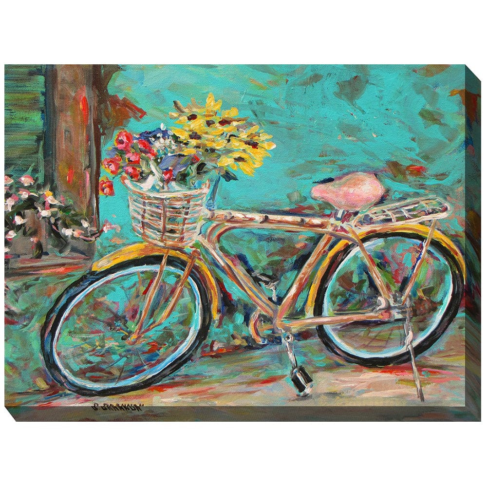 Teal Bicycle Outdoor Canvas Art - Outdoor Art Pros