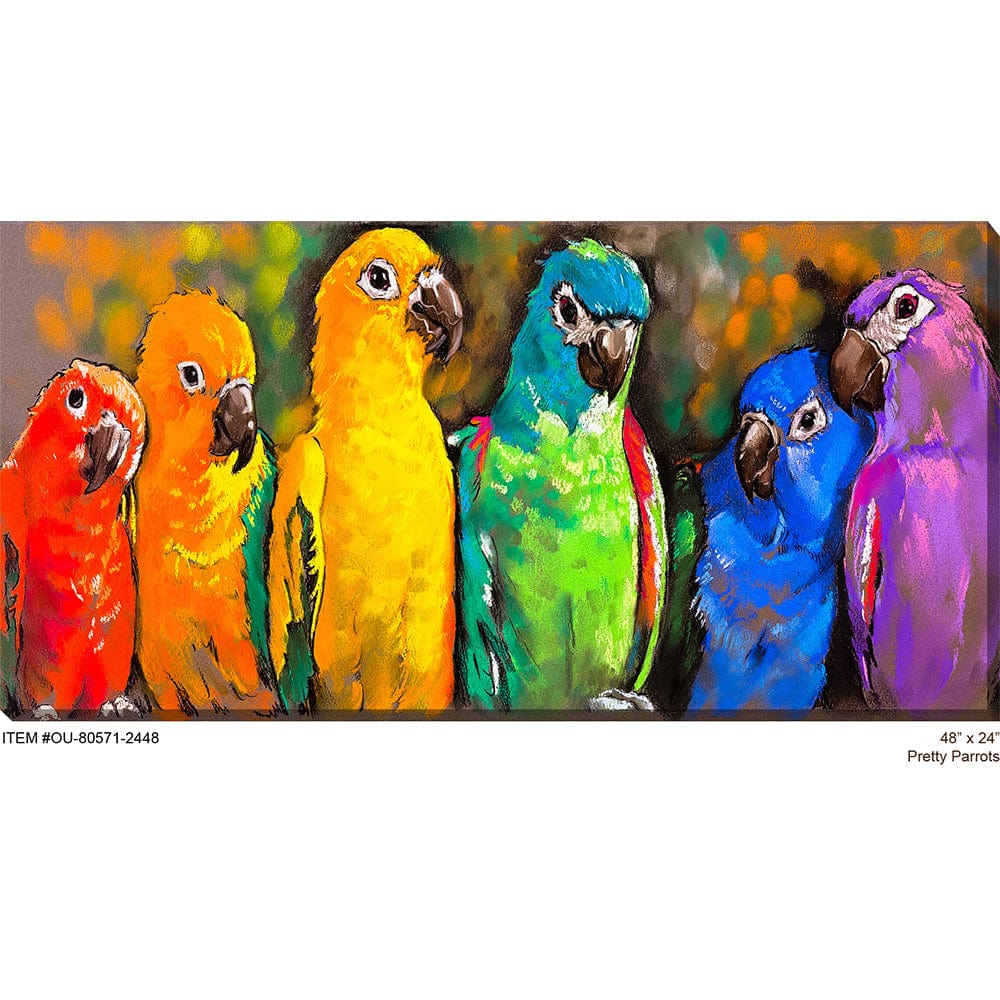 Pretty Parrots Outdoor Canvas Art - Outdoor Art Pros