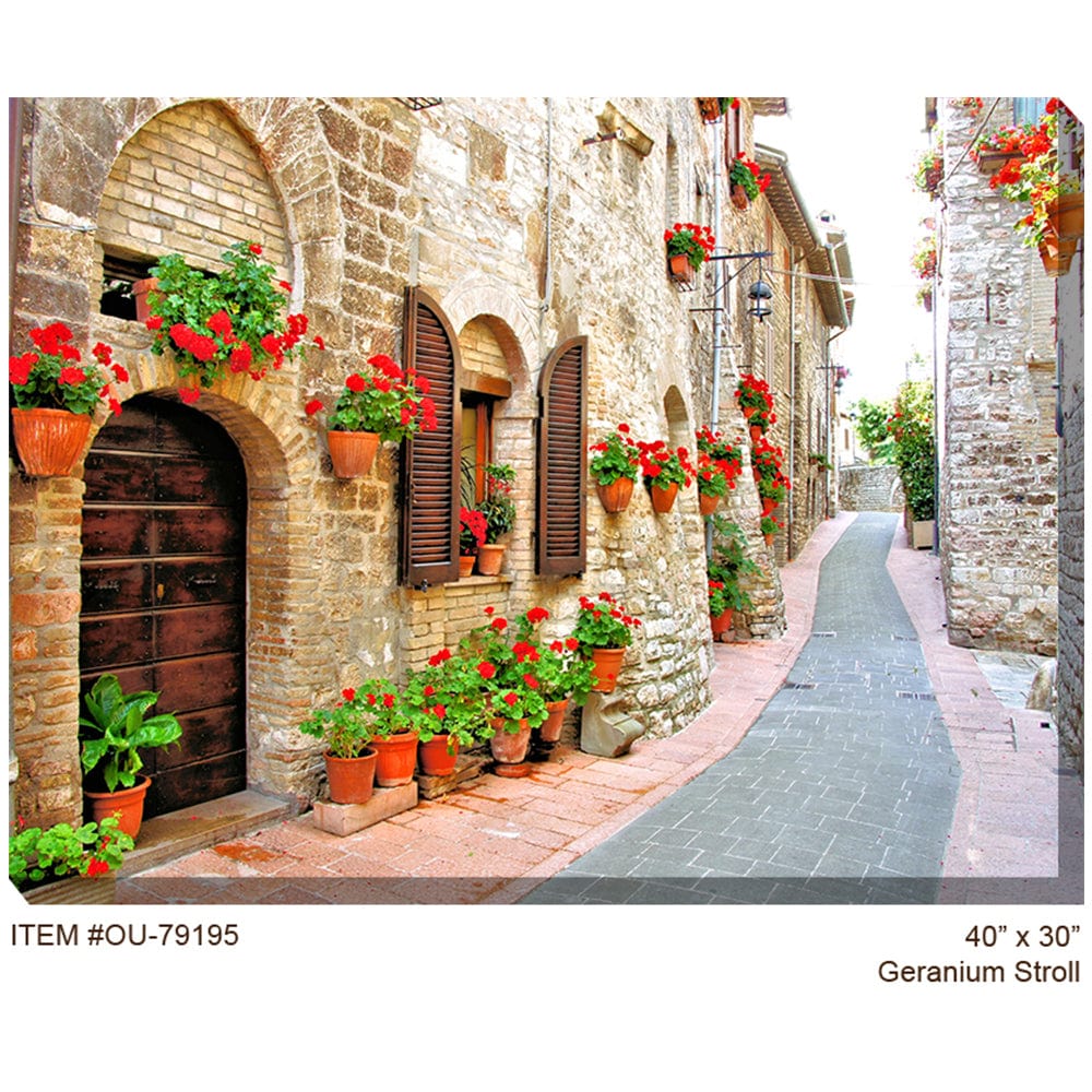 Geranium Stroll Outdoor Canvas Art - Outdoor Art Pros