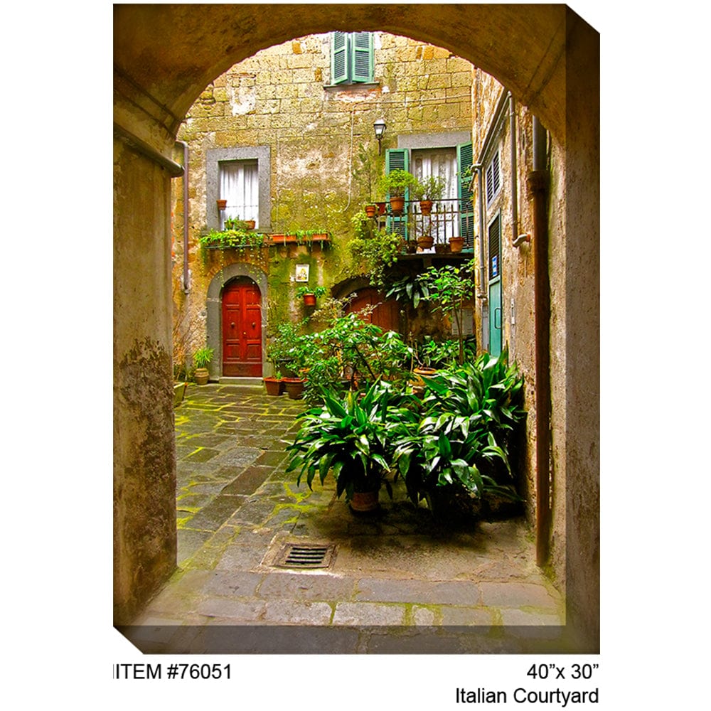 Italian Courtyard Outdoor Canvas Art - Outdoor Art Pros