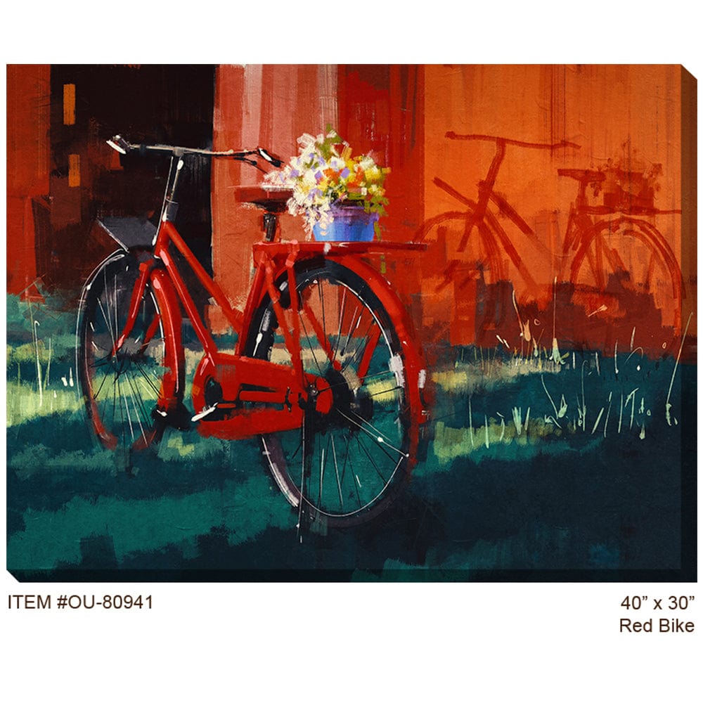 Red Bike Outdoor Canvas Art - Outdoor Art Pros