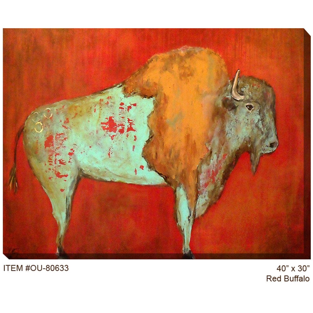 Red Buffalo Outdoor Canvas Art - Outdoor Art Pros
