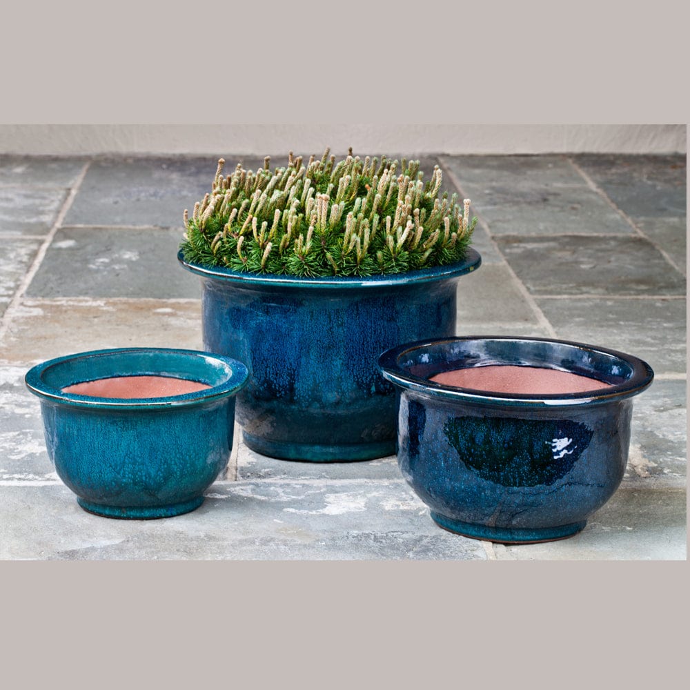 Alegre Glazed Planter Set of 3 in Indigo Rain