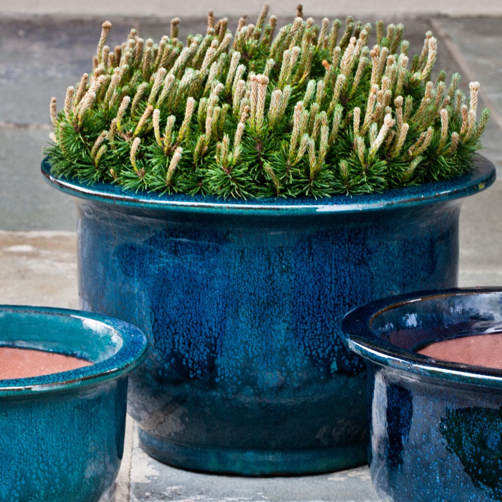 Alegre Glazed Planter Set of 3 in Indigo Rain