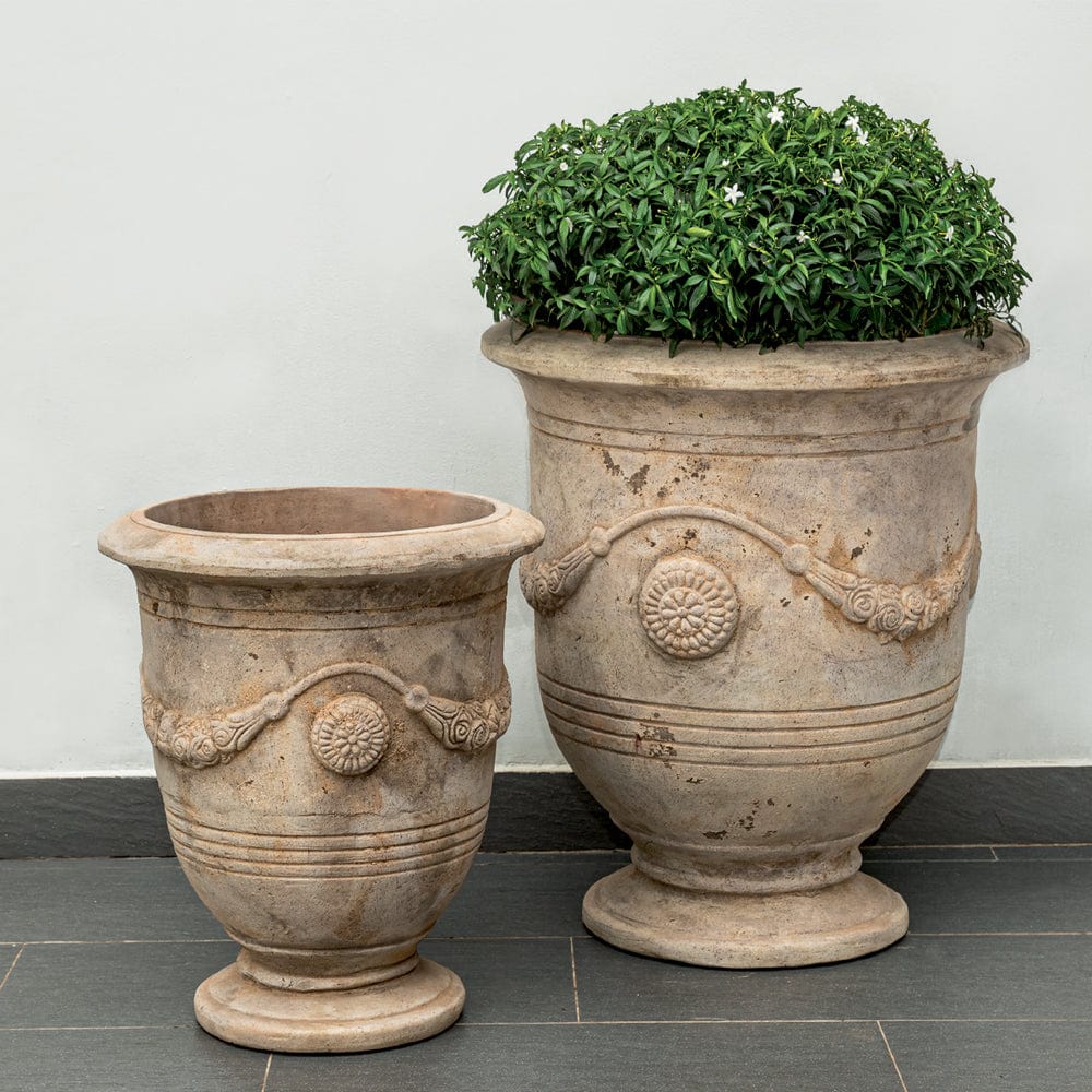 Anduze Urn Set of 2 in Antico Terra Cotta - Outdoor Art Pros