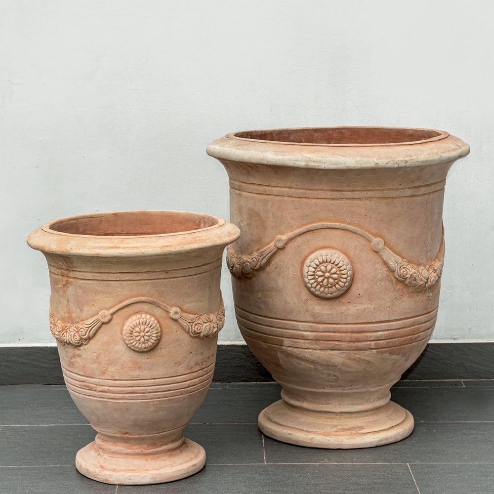 Anduze Urn Set of 2 in Terra Cotta - Outdoor Art Pros