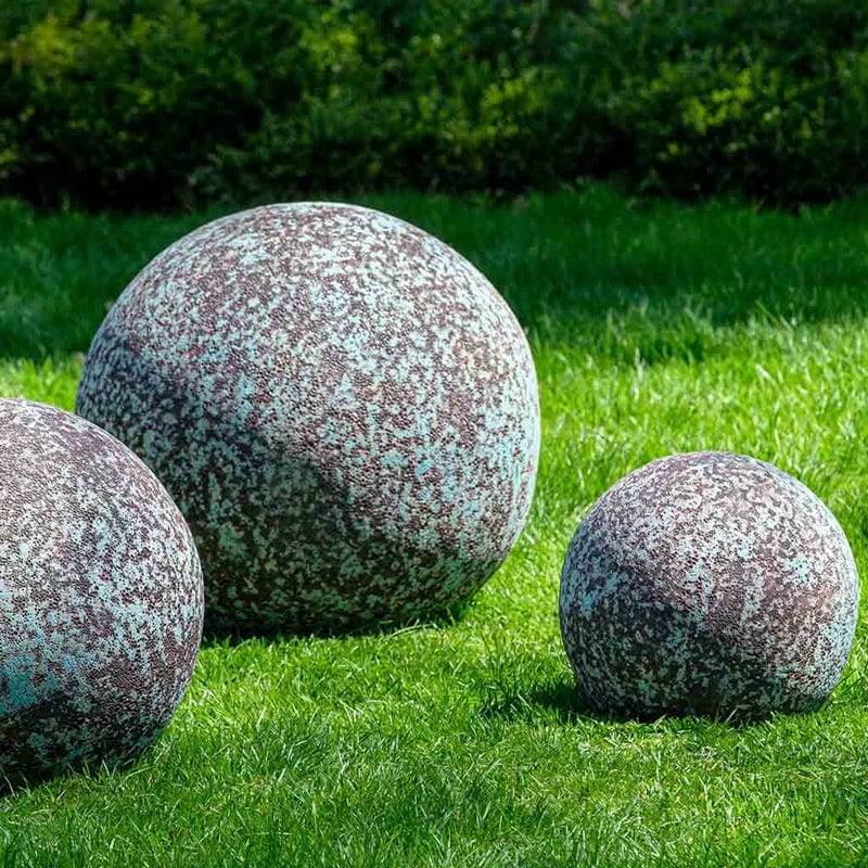 Angkor Spheres - Set of 3 in Verdigris | Garden Spheres- Outdoor Art Pros