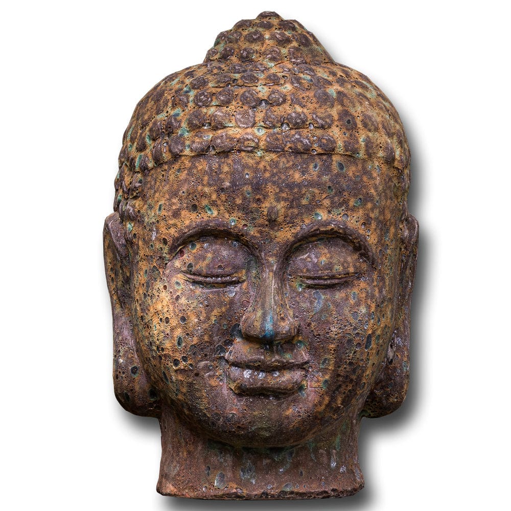 Angkor Buddha Head Large Garden Statue - Outdoor Art Pros