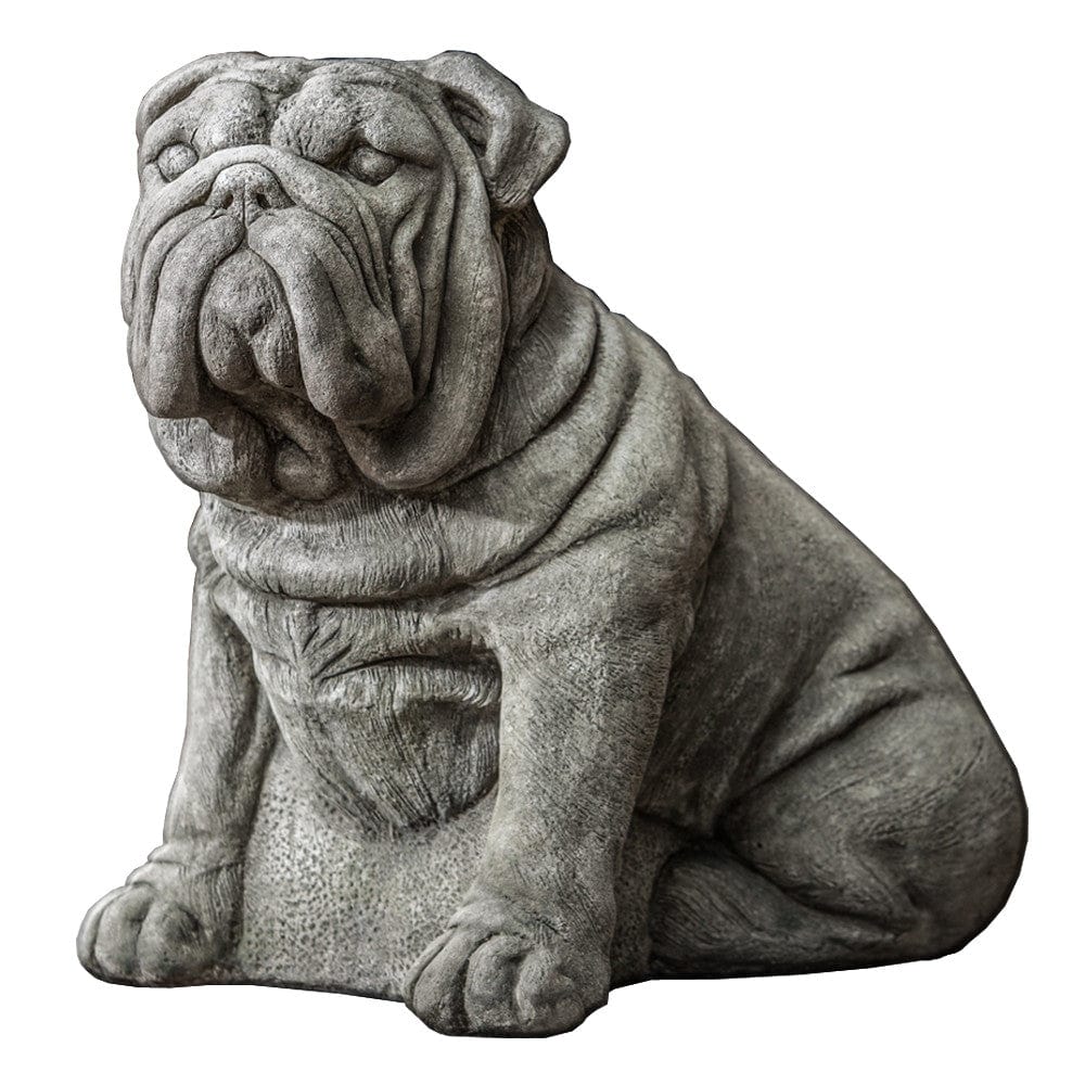 Antique Bulldog Cast Stone Garden Statue - Outdoor Art Pros