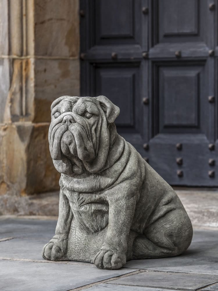 Antique Bulldog Cast Stone Garden Statue - Outdoor Art Pros