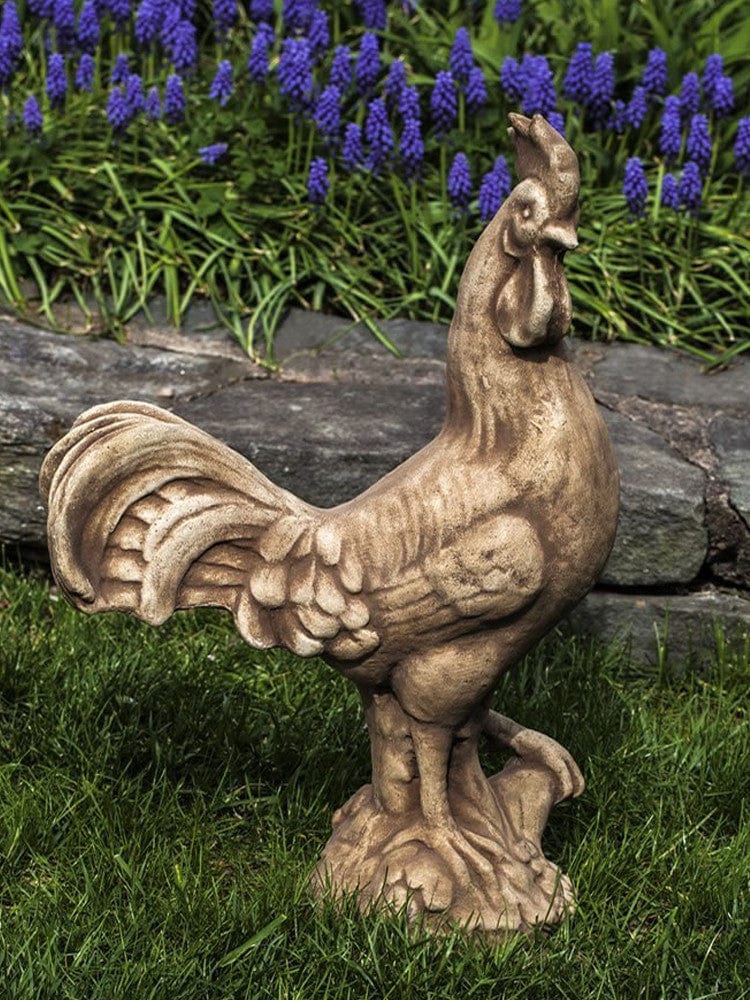 Antique Rooster Cast Stone Garden Statue - Outdoor Art Pros