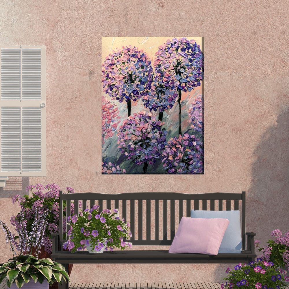 Artistic Allium Outdoor Canvas Art - Outdoor Art Pros