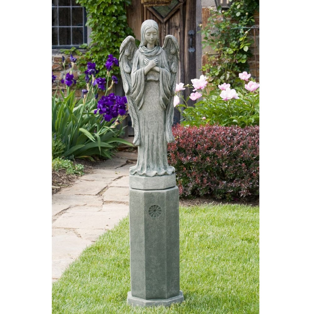 Autumn Angel Garden Statue on Pedestal - Outdoor Art Pros