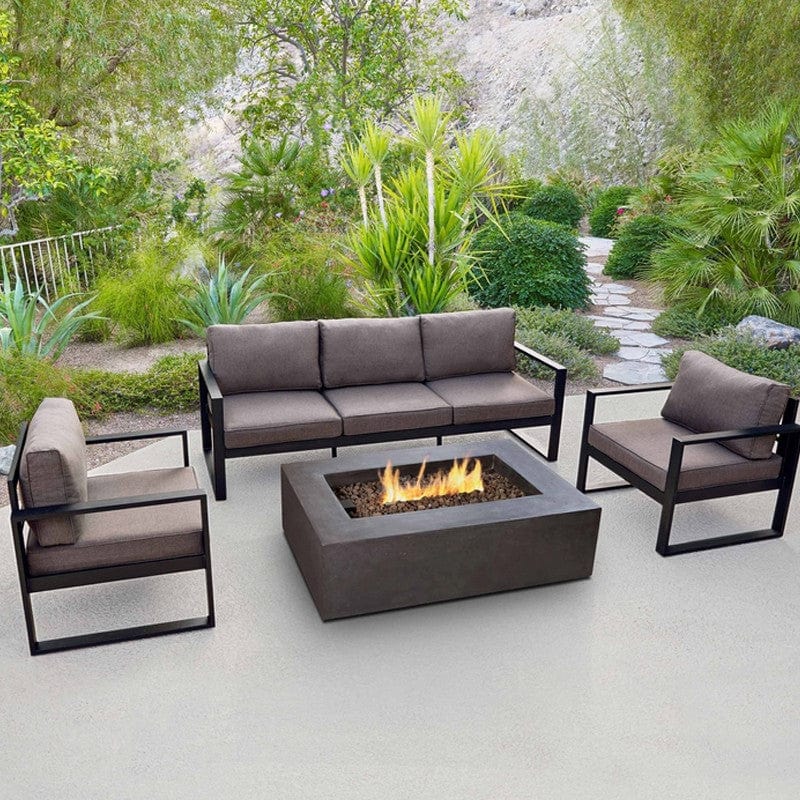 Baltic Outdoor 3-Seat Sofa - Black Frame with Desert Brown Cushions - Outdoor Art Pros