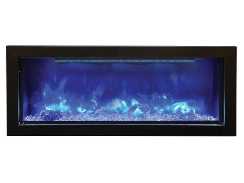 40" Deep Indoor or Outdoor Built-in Electric Fireplace with Black Steel Surround - Outdoor Art Pros