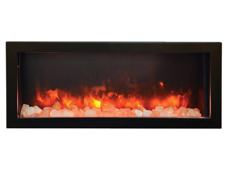 40" Deep Indoor or Outdoor Built-in Electric Fireplace with Black Steel Surround - Outdoor Art Pros