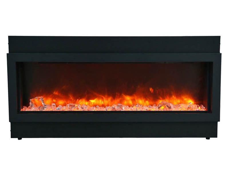 40" Deep Indoor or Outdoor Built-in Electric Fireplace with Black Steel Surround - Outdoor Art Pros
