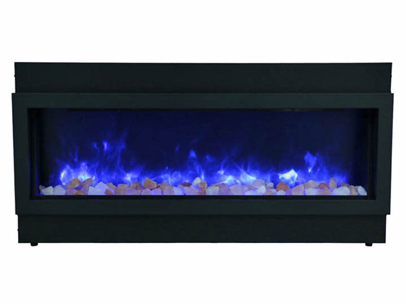 40" Deep Indoor or Outdoor Built-in Electric Fireplace with Black Steel Surround - Outdoor Art Pros