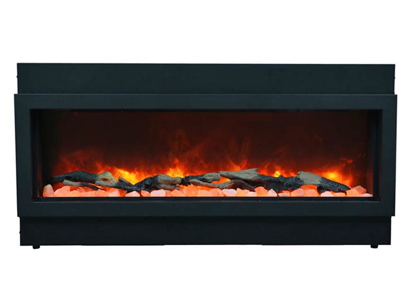40" Deep Indoor or Outdoor Built-in Electric Fireplace with Black Steel Surround - Outdoor Art Pros