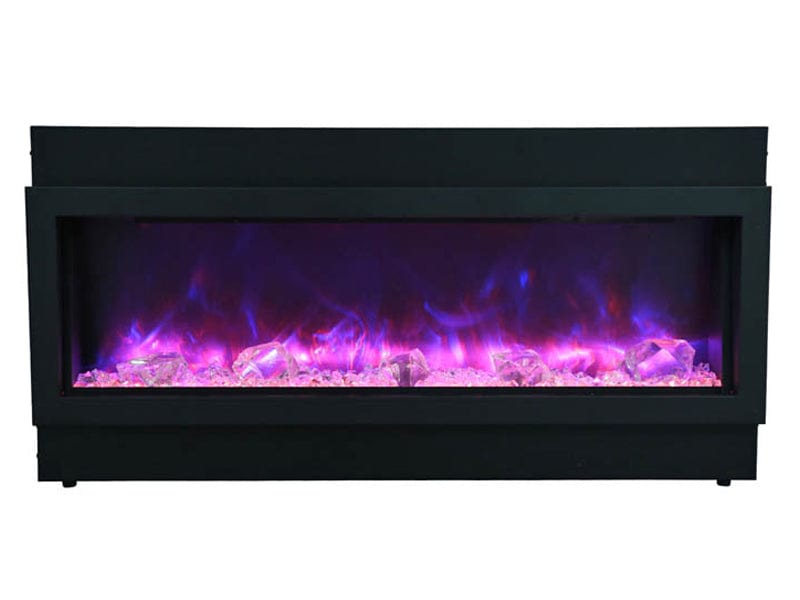 40" Deep Indoor or Outdoor Built-in Electric Fireplace with Black Steel Surround - Outdoor Art Pros