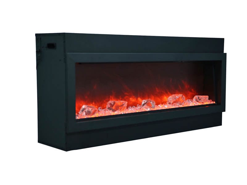 40" Deep Indoor or Outdoor Built-in Electric Fireplace with Black Steel Surround - Outdoor Art Pros
