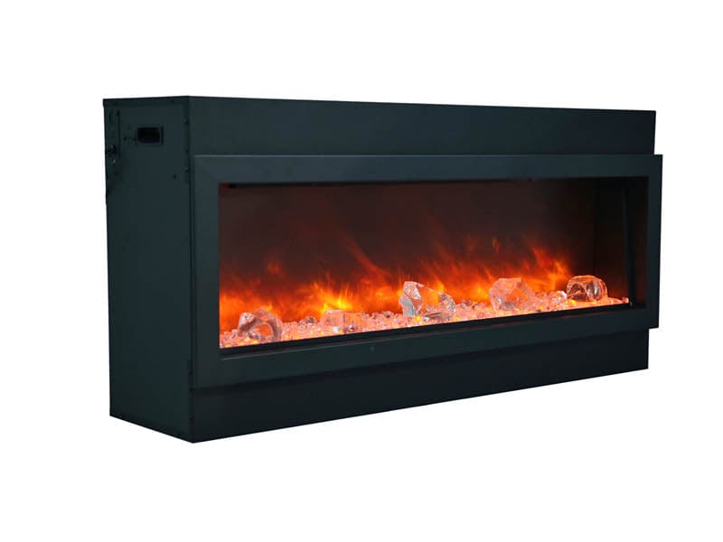 40" Deep Indoor or Outdoor Built-in Electric Fireplace with Black Steel Surround - Outdoor Art Pros