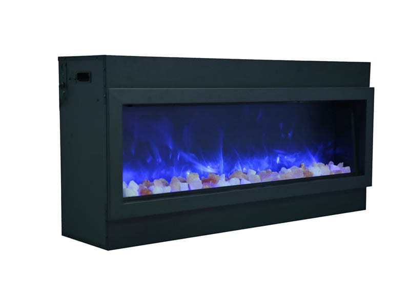 40" Deep Indoor or Outdoor Built-in Electric Fireplace with Black Steel Surround - Outdoor Art Pros
