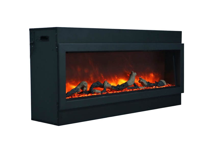 40" Deep Indoor or Outdoor Built-in Electric Fireplace with Black Steel Surround - Outdoor Art Pros