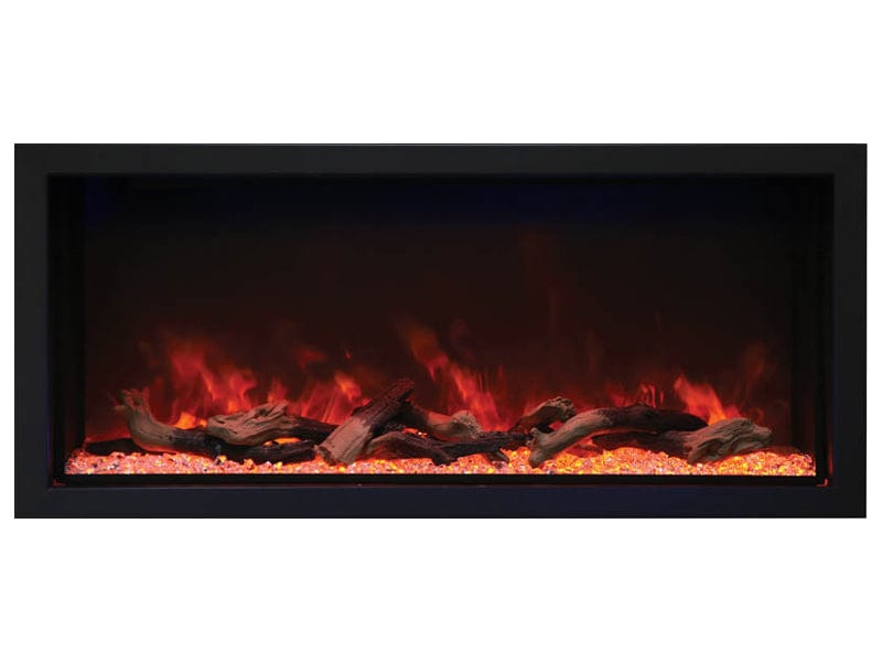 50" Deep XT Indoor or Outdoor Built-in Electric Fireplace with Black Steel Surround - Outdoor Art Pros