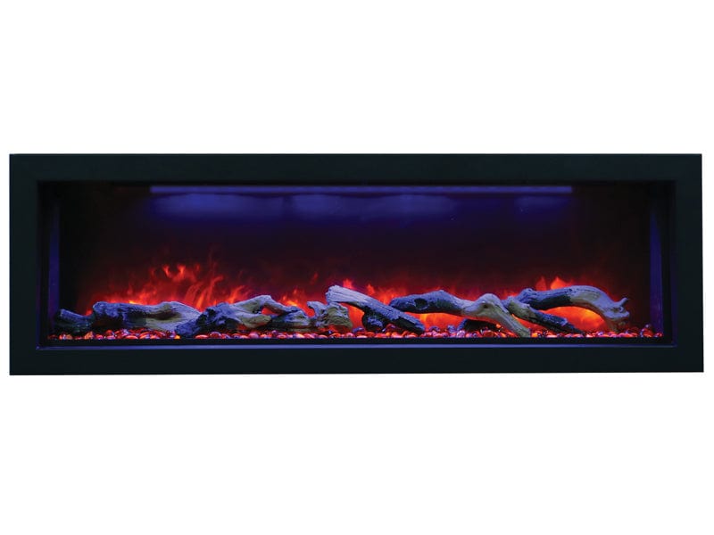 50" Deep Indoor or Outdoor Built-in Electric Fireplace with Black Steel Surround- Outdoor Art Pros
