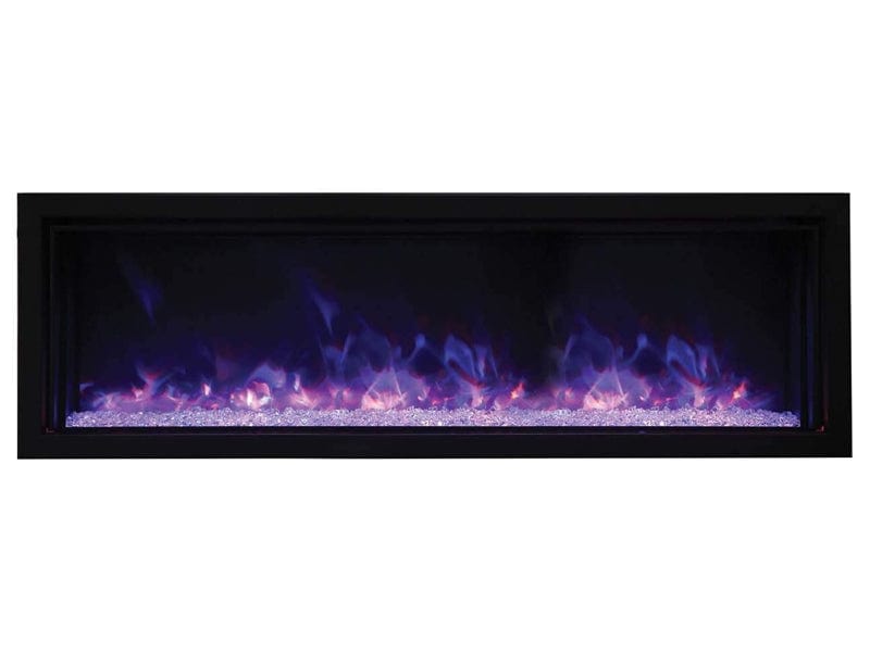 50" Extra Slim Indoor or Outdoor Electric Built-in Electric Fireplace with Black Steel Surround - Outdoor Art Pros