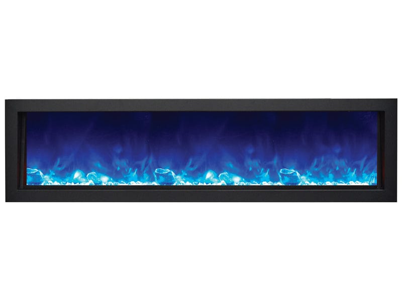 60" Deep Indoor or Outdoor Built-in Electric Fireplace with Black Steel Surround - Outdoor Art Pros