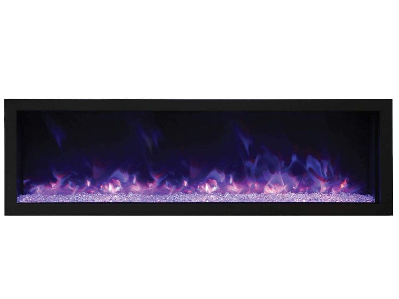 72" Deep XT Indoor or Outdoor Built-in Electric Fireplace with Black Steel Surround - Outdoor Art Pros
