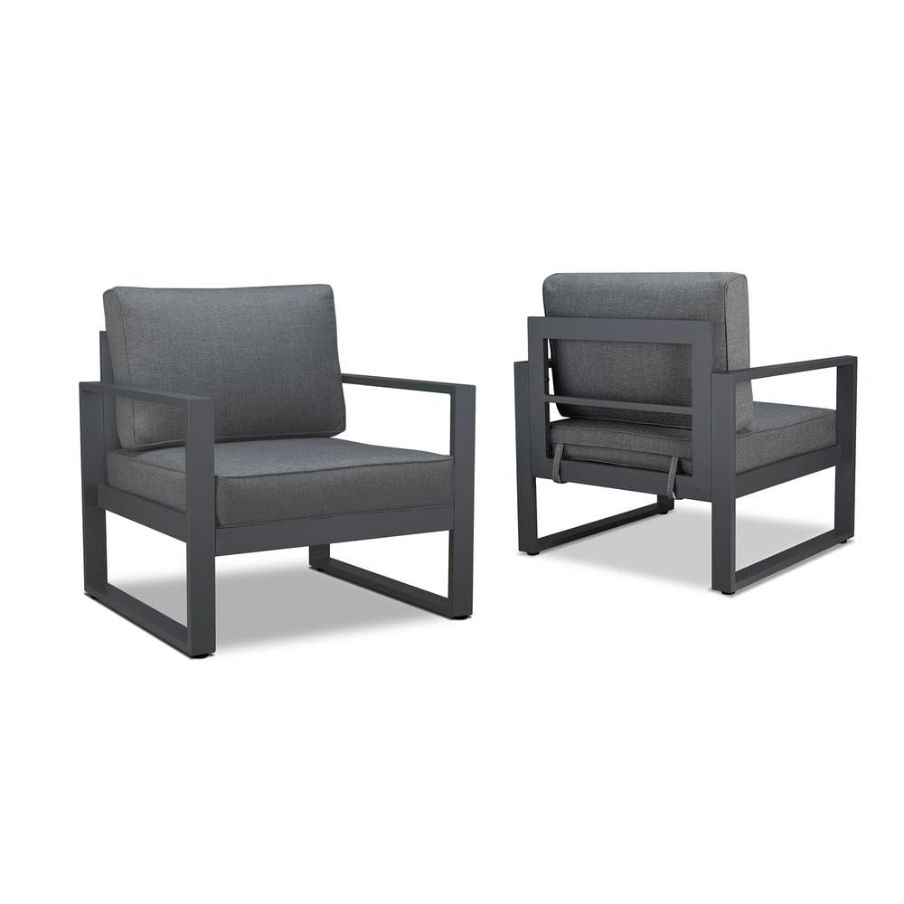 Baltic Outdoor Chair Set in Gray Aluminum Frame with Gray Cushions - Outdoor Art Pros