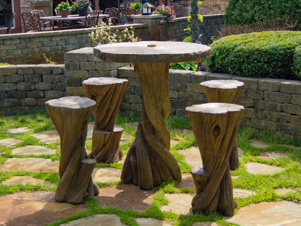 Banyan Cast Stone Hi-Top Outdoor Table Set