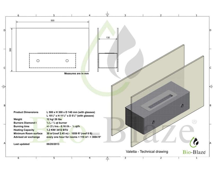 Bio-Blaze Valetta Bio Ethanol Tabletop Fireplace