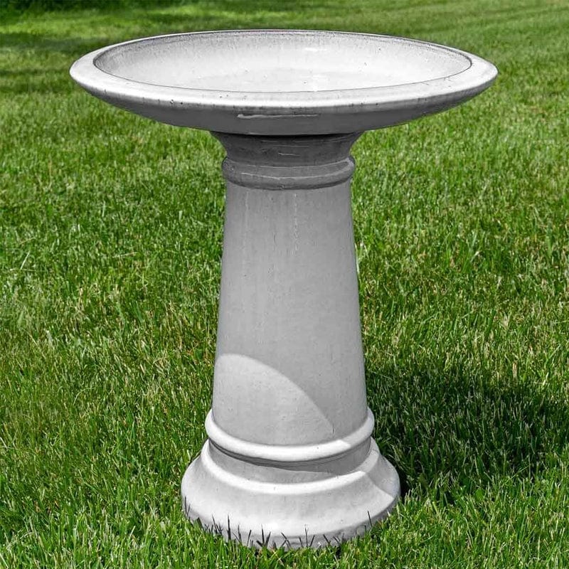 Antique White Glazed BirdBath - Outdoor Art Pros