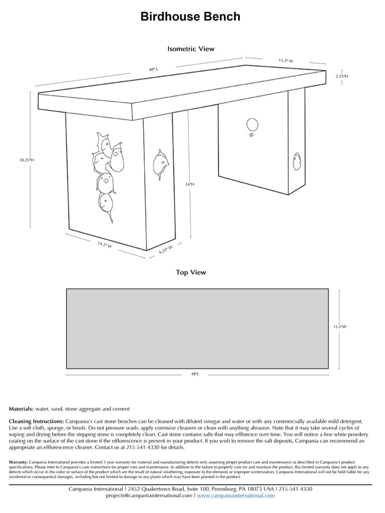 Birdhouse Bench - Outdoor Art Pros