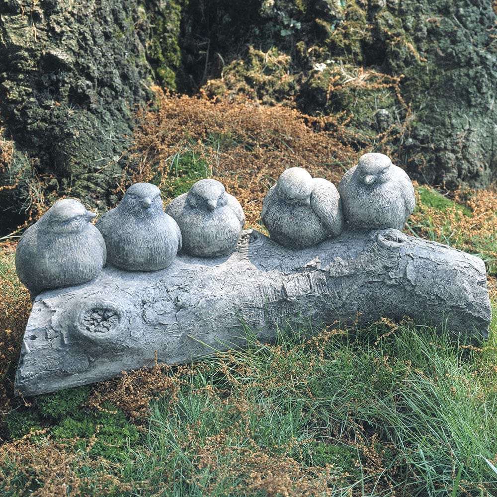 Birds on a Log Cast Stone Garden Statue - Outdoor Art Pros