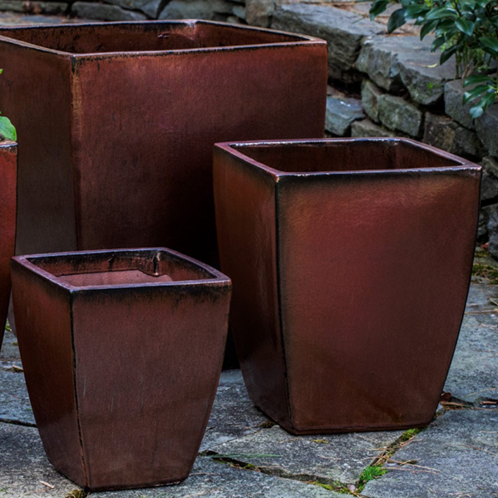Blake Glazed Planter - Set of 4 in Maple Red Finish