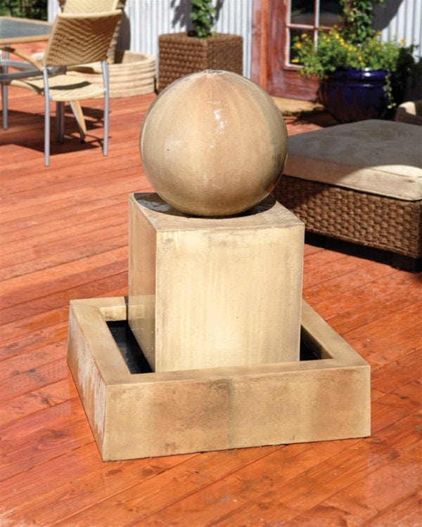 Block With Ball Garden Water Fountain - Fountains - Outdoor Art Pros