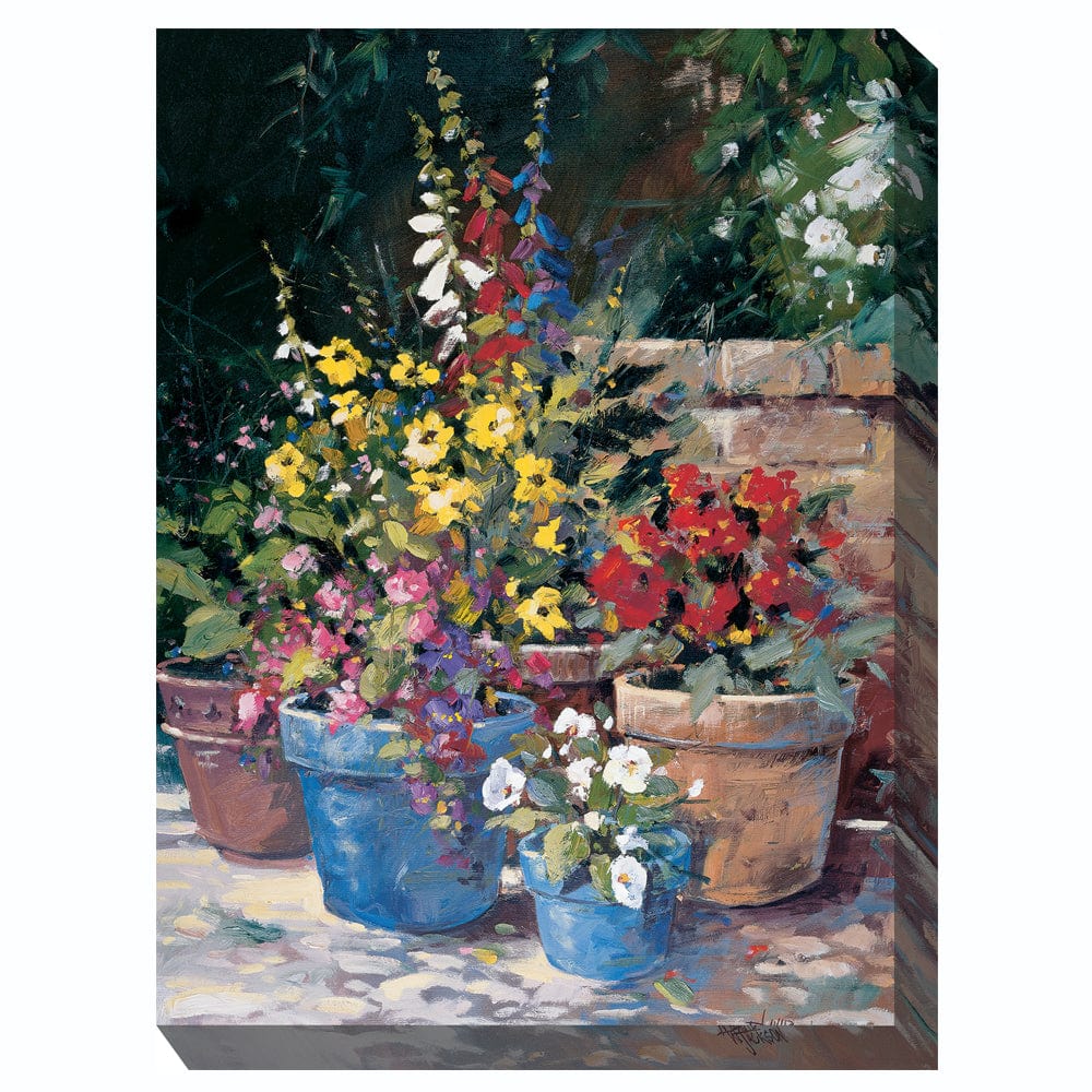Blue Pots Outdoor Canvas Art - Outdoor Art Pros