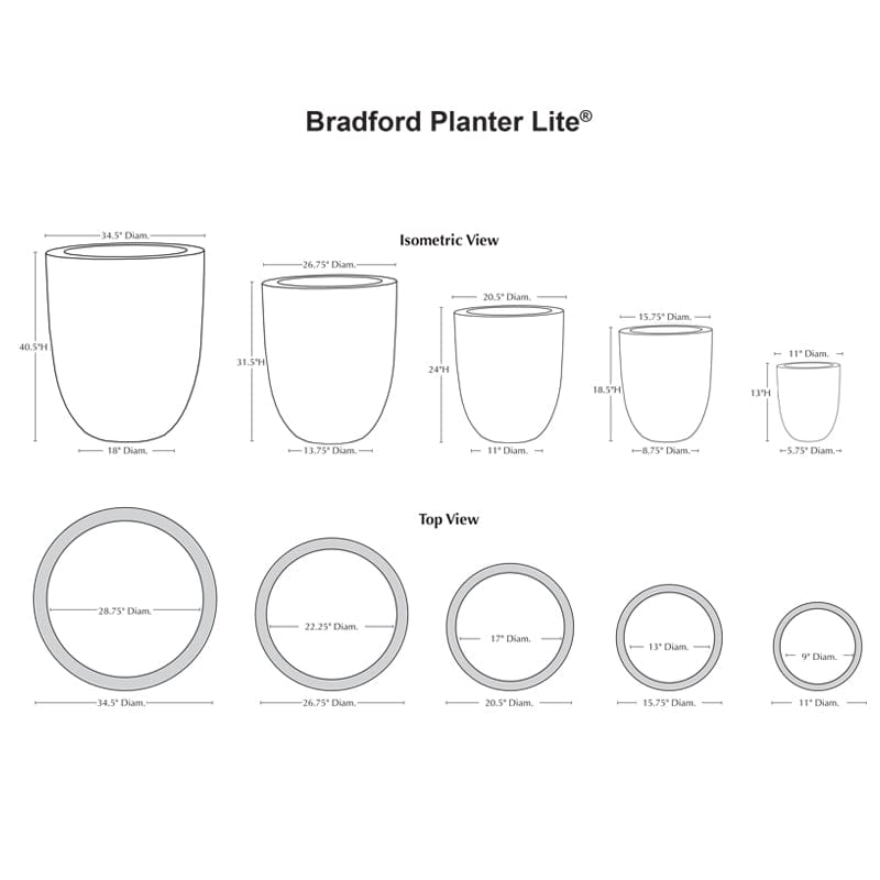 Bradford Planter Charcoal Premium Lite | Lite® Collection