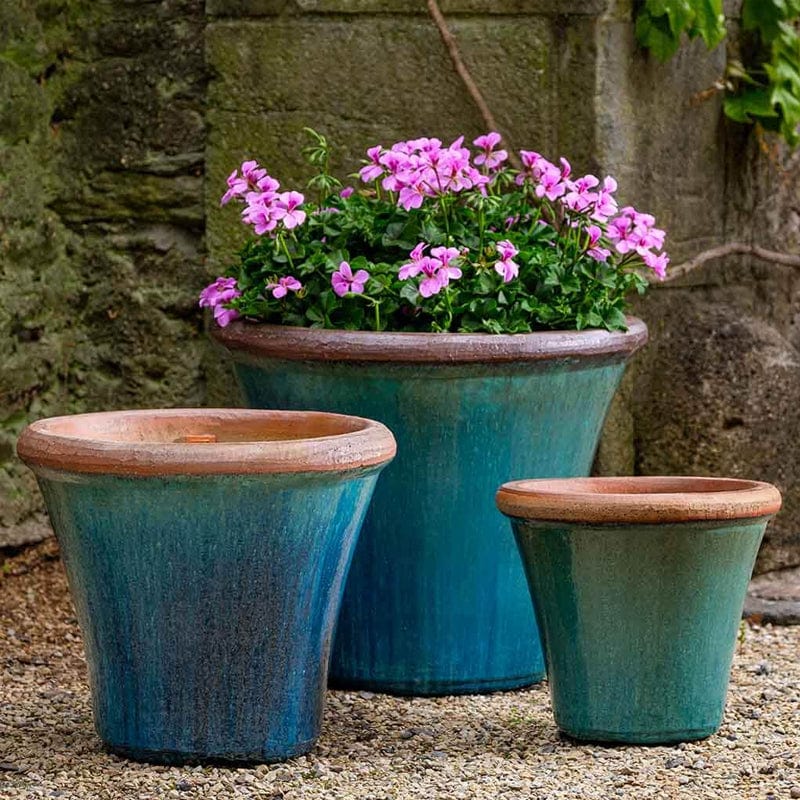 large glazed terracotta plant pots Brighton Glazed Terra Cotta Planter Set of 3 in Mediterranean