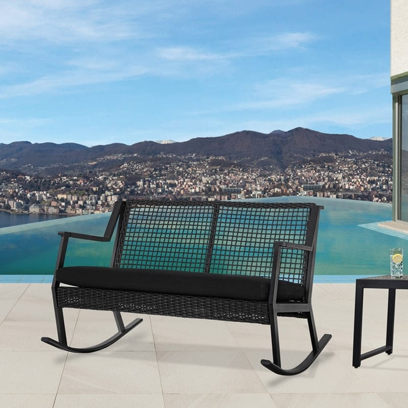 Calvin Two Seat Rocker in Black - Outdoor Art Pros