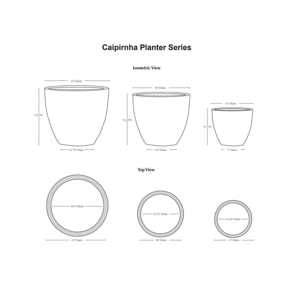 Caipirinha Planter Set of 3 Specs - Outdoor Art Pros